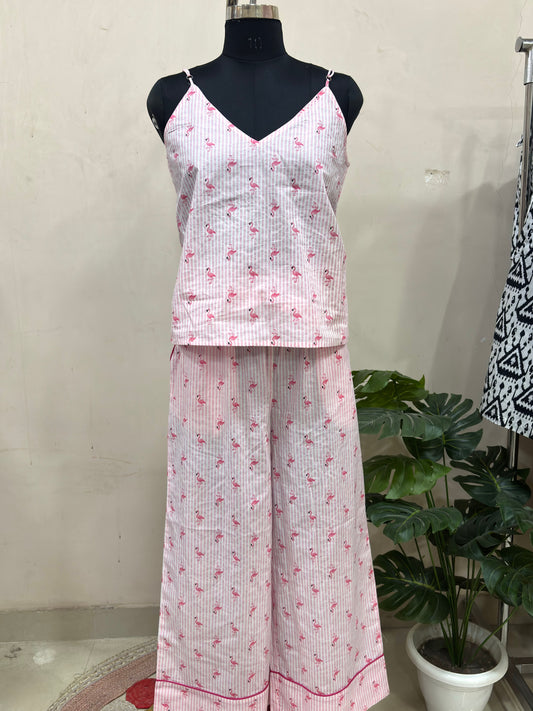 Pink Flamingo Striped Loungewear Set