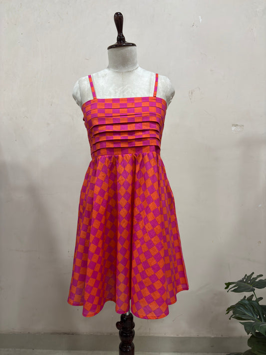 Sunset Checkered Midi Dress