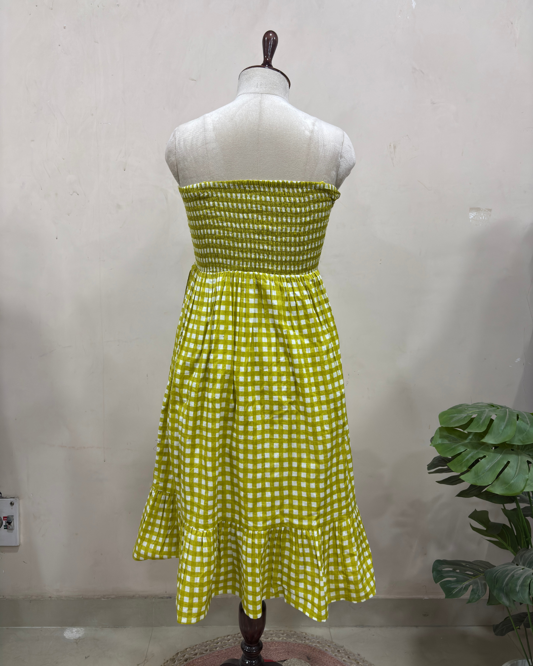 Lime Gingham Bow Dress
