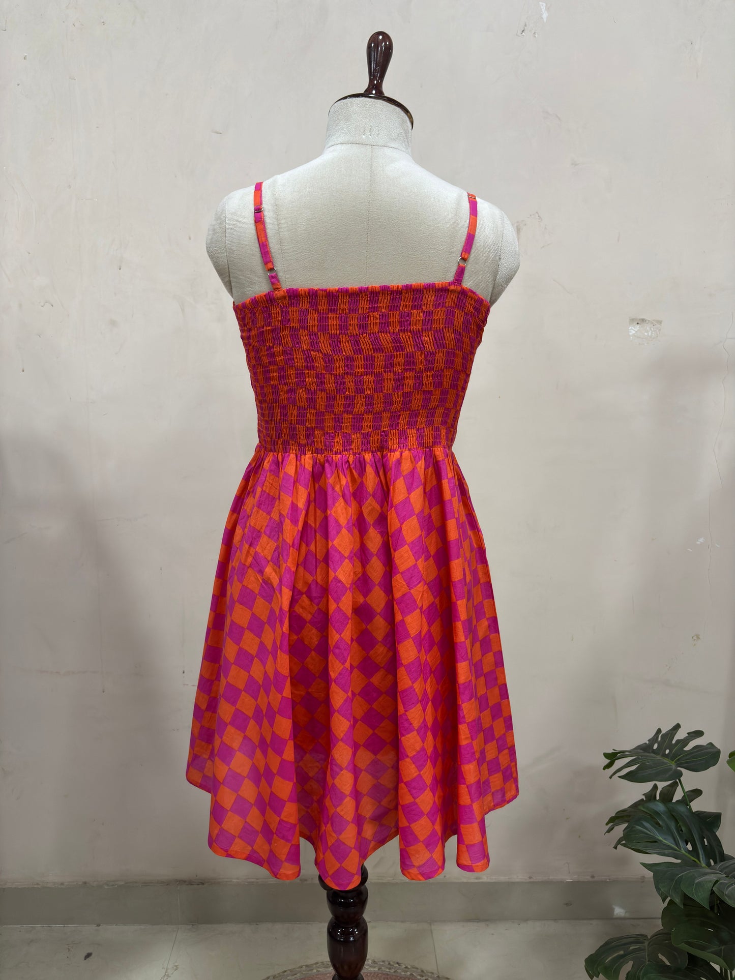 Sunset Checkered Midi Dress