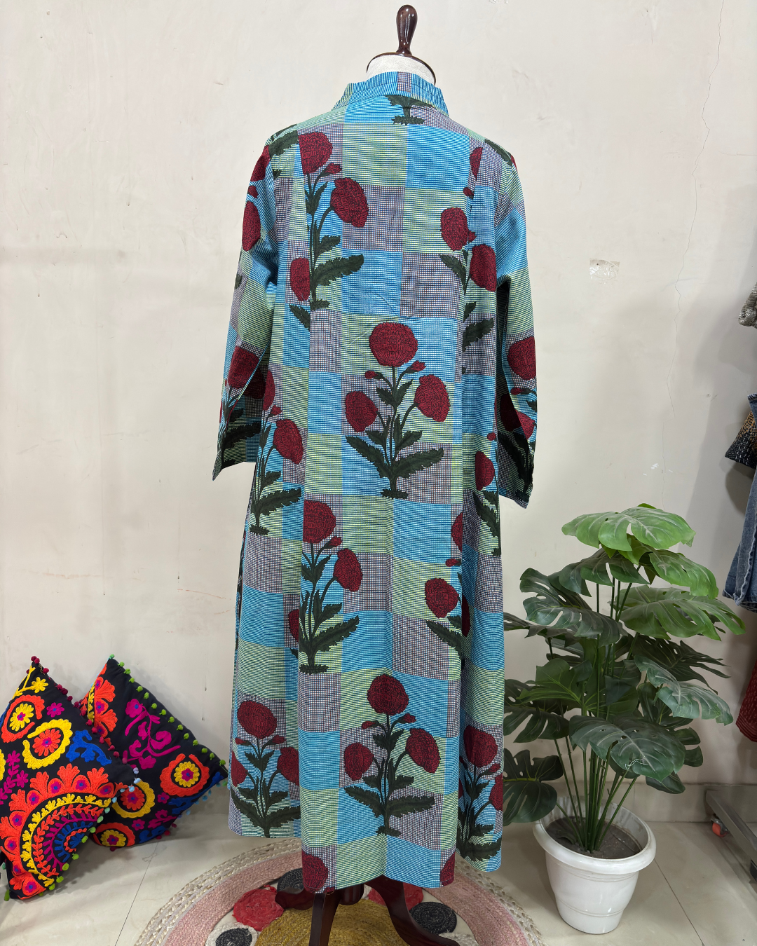 Azure Bloom Printed Maxi Dress