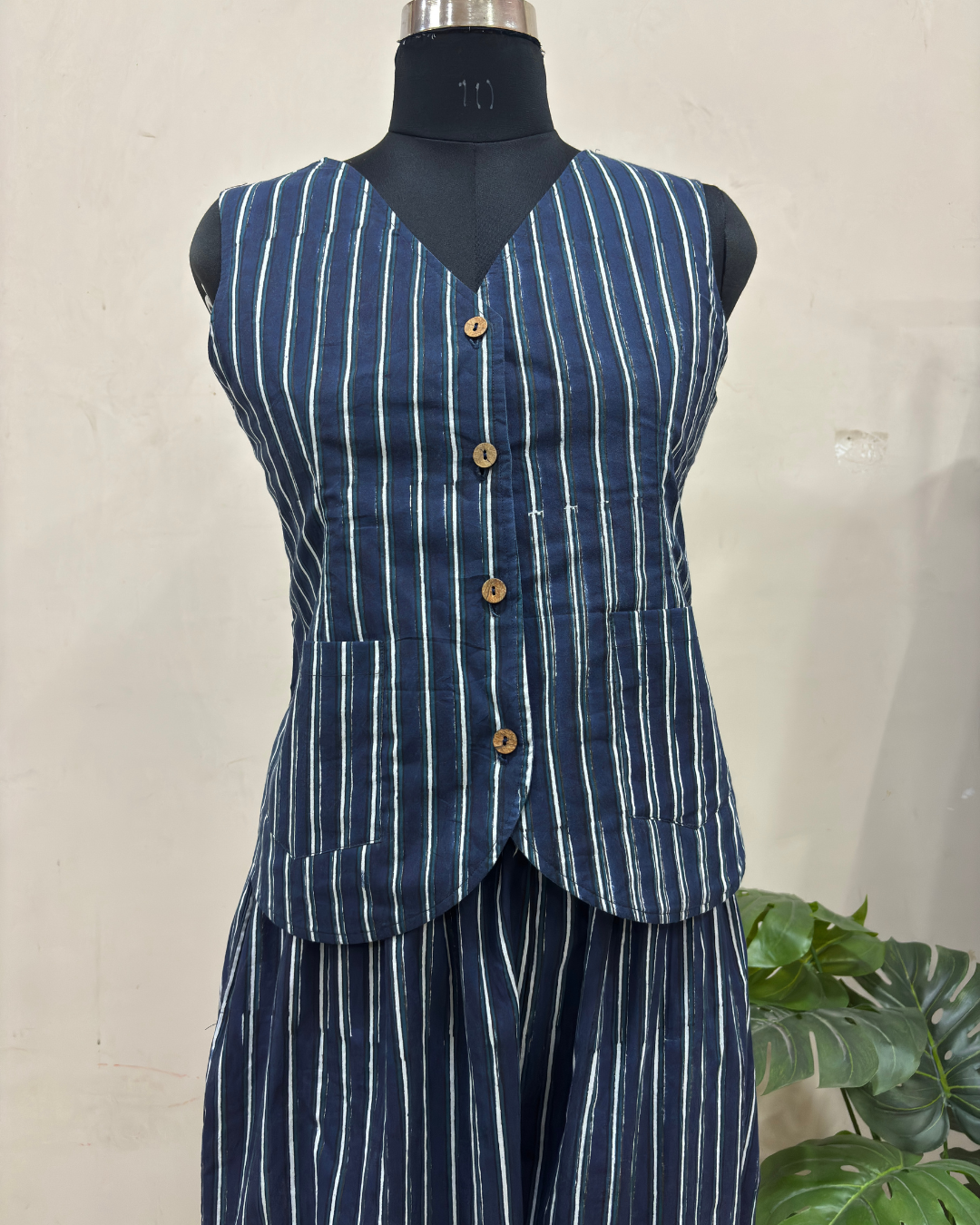 Indigo Stripe Balloon Co-ord set