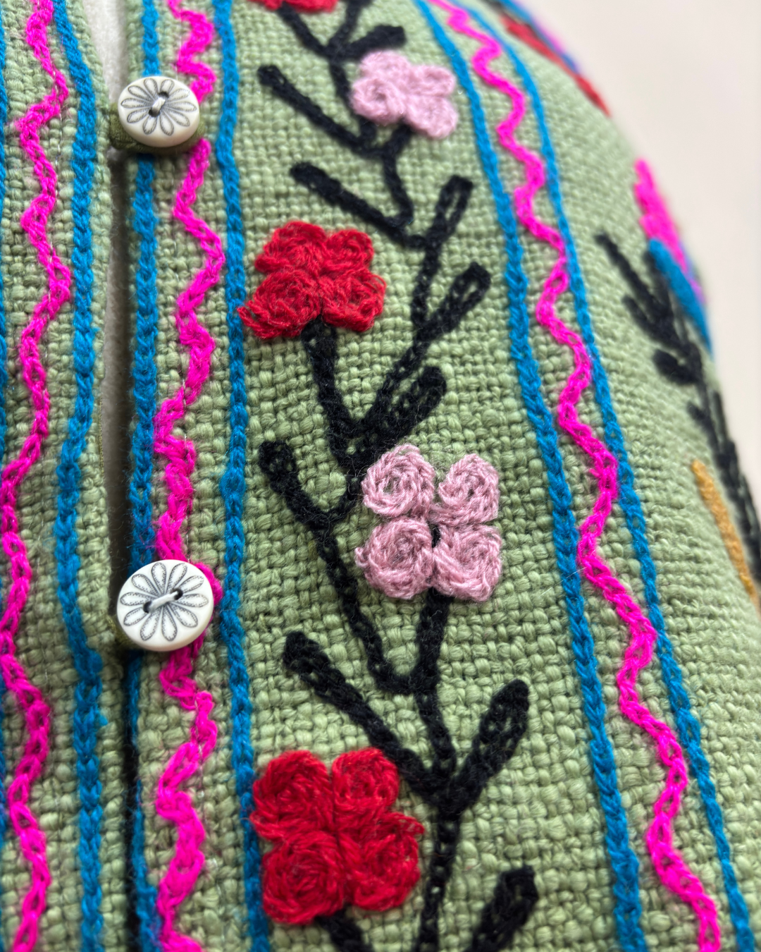 Sage Green Floral Embroidered Jacket