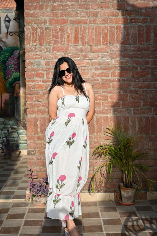 Ivory Blossom Strappy Dress