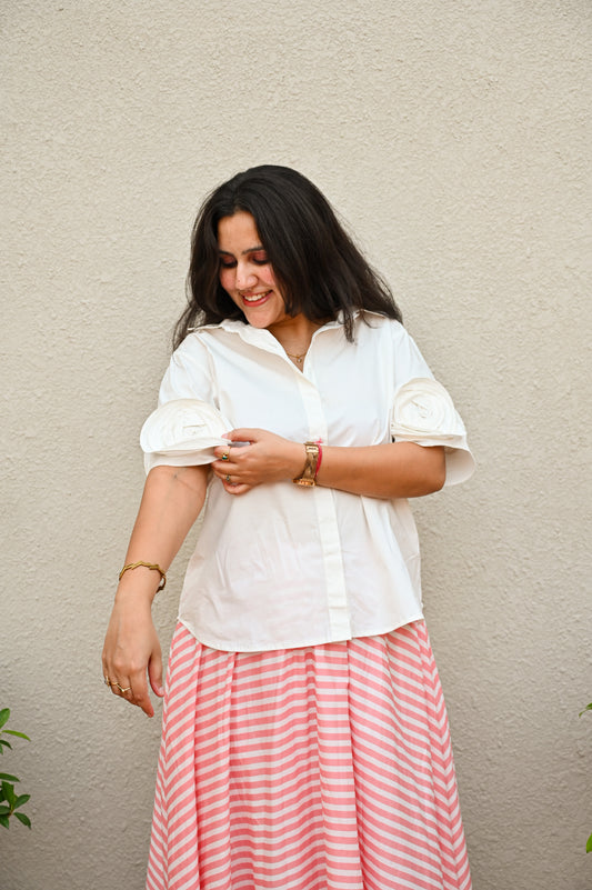 Elegant Pink & White Striped Shirt