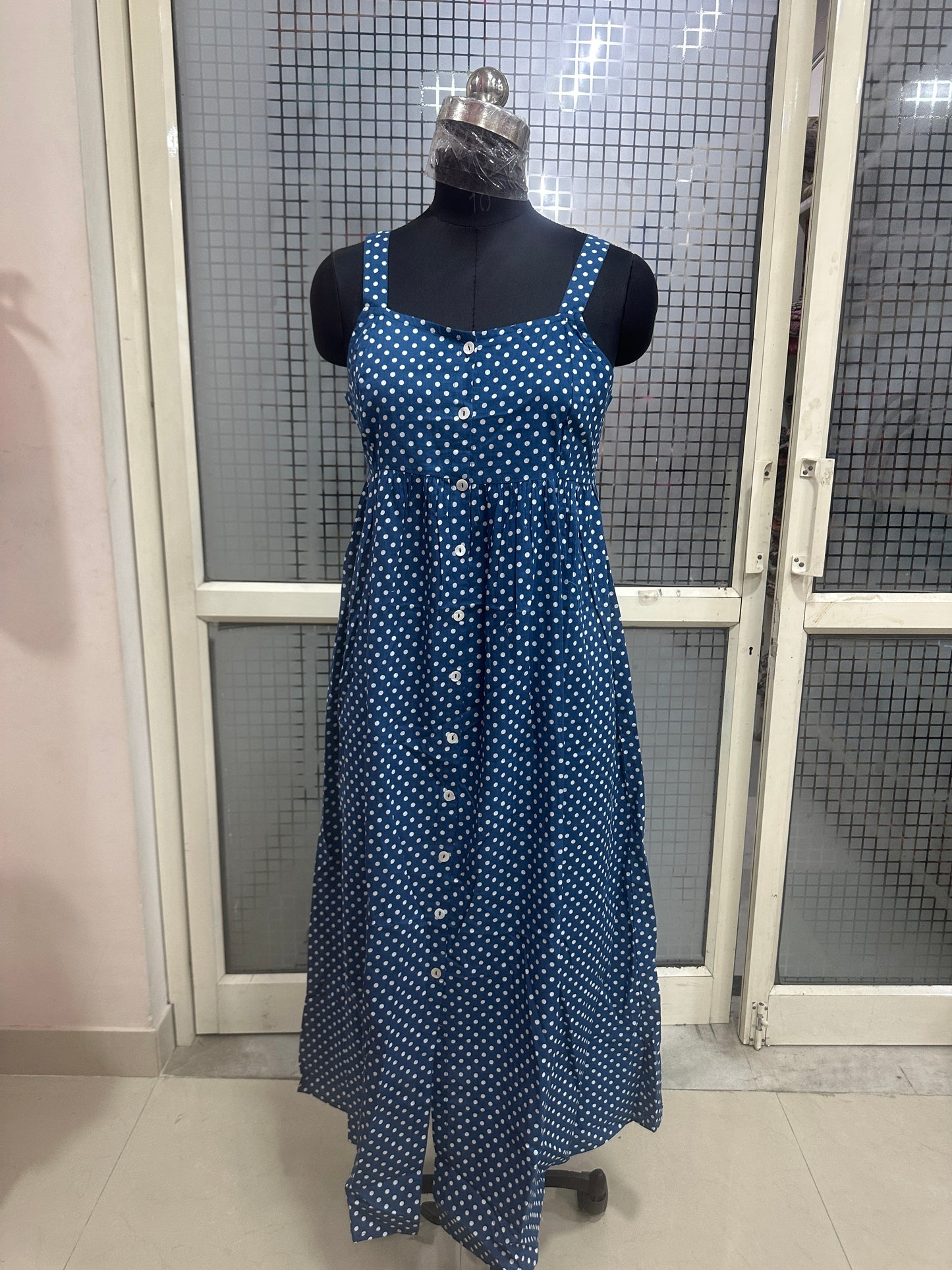 Polka Breeze Button-Down Dress