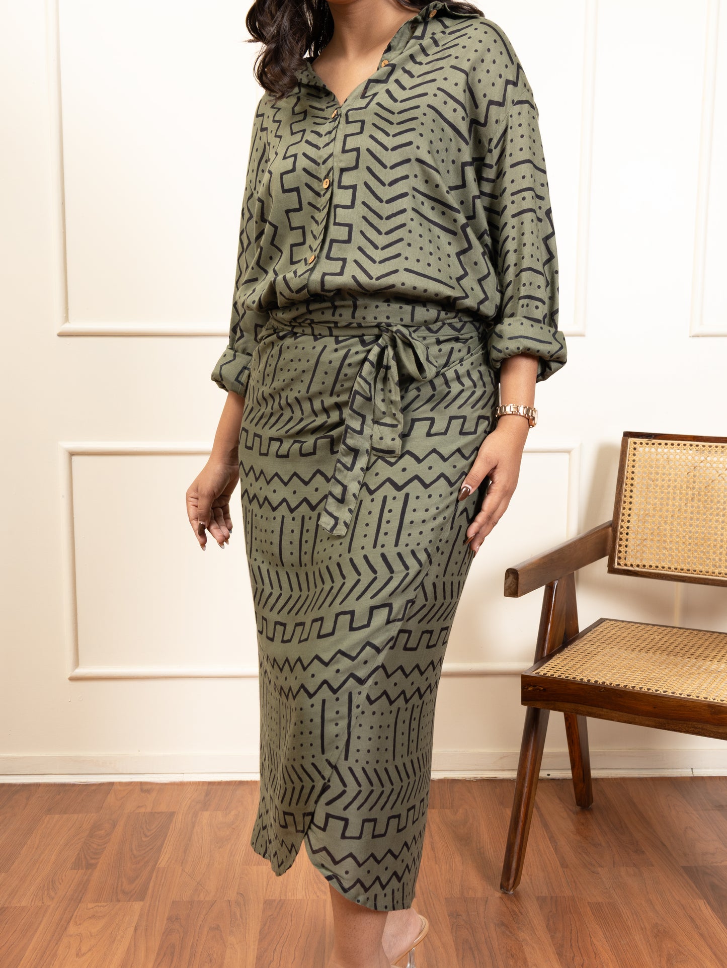 Olive Muse Co-ord Set With Tube Top