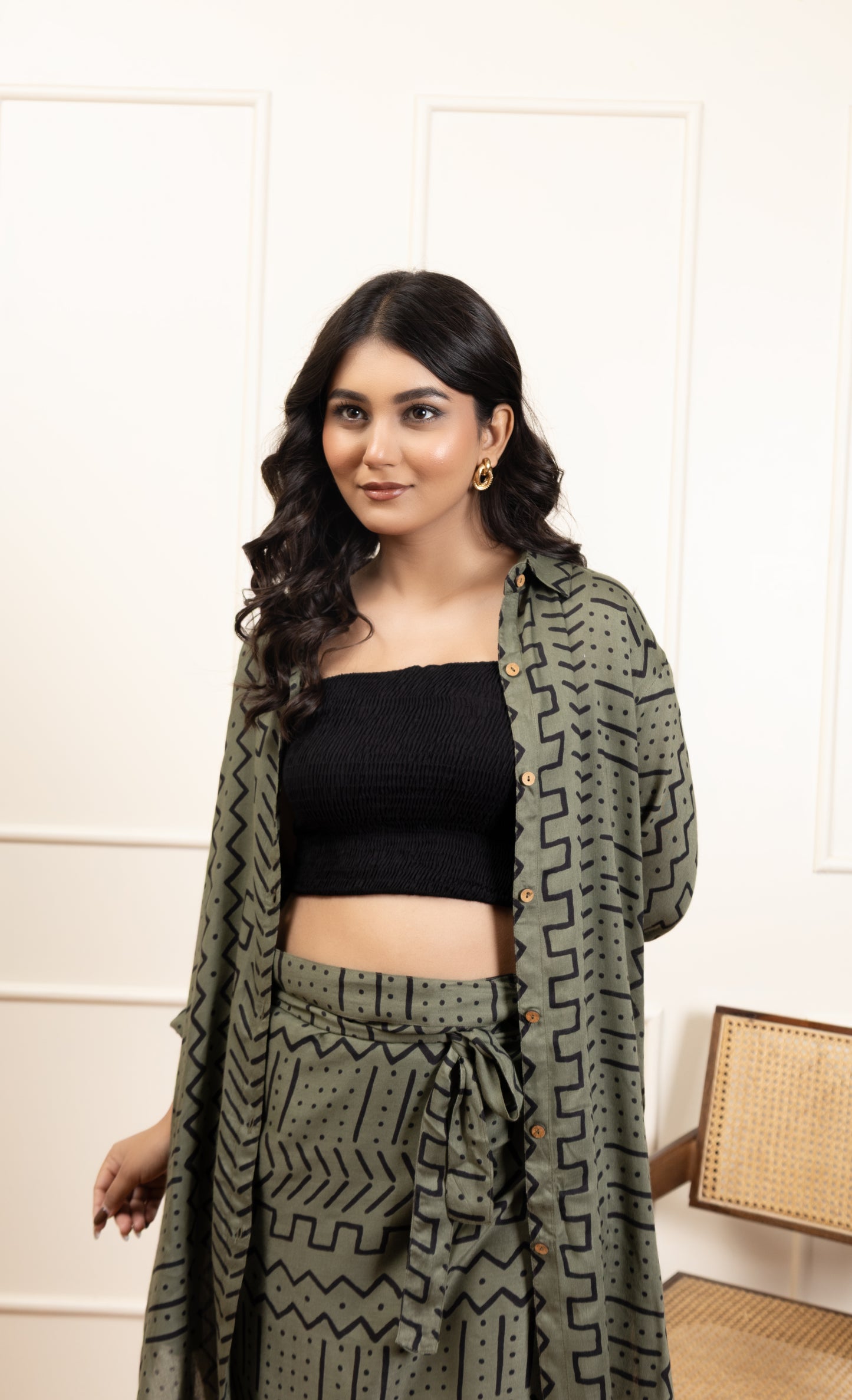 Olive Muse Co-ord Set With Tube Top