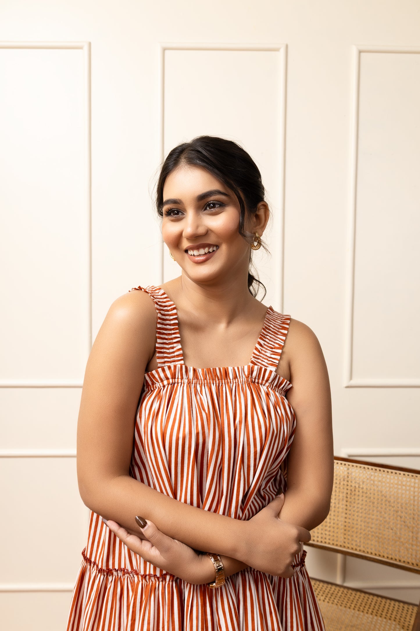 Striped Sleeveless Tiered Mini Dress