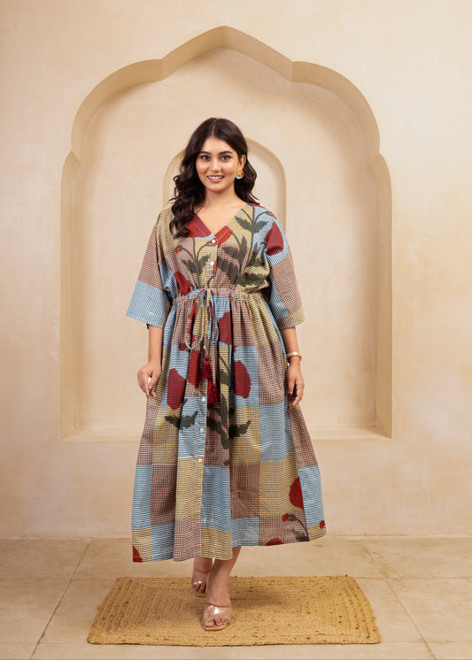 Patchwork Charm Kaftan Dress