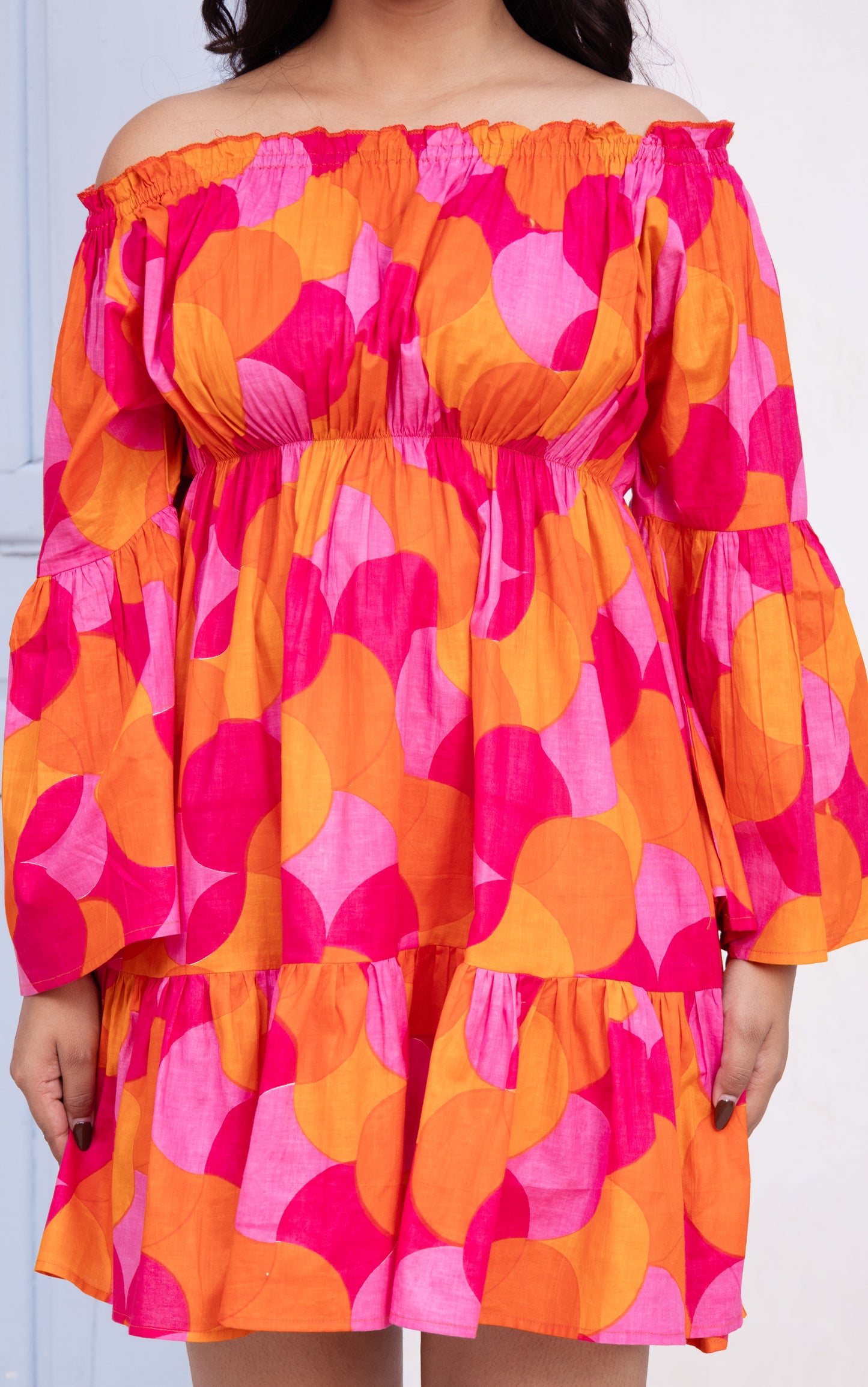 Bold Color Pop Off-Shoulder Dress