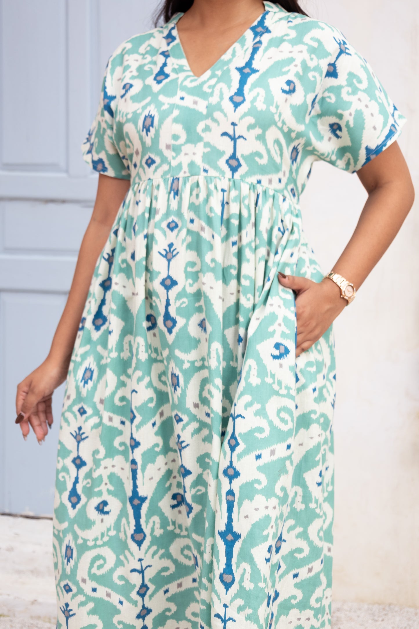 Serene Blue Ikat Dress
