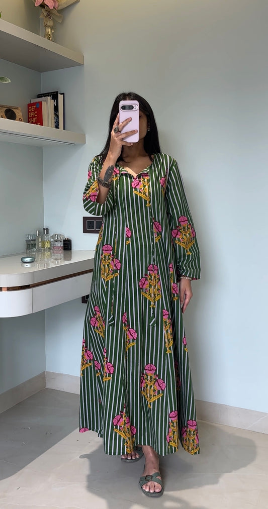 Green Floral Printed Dress