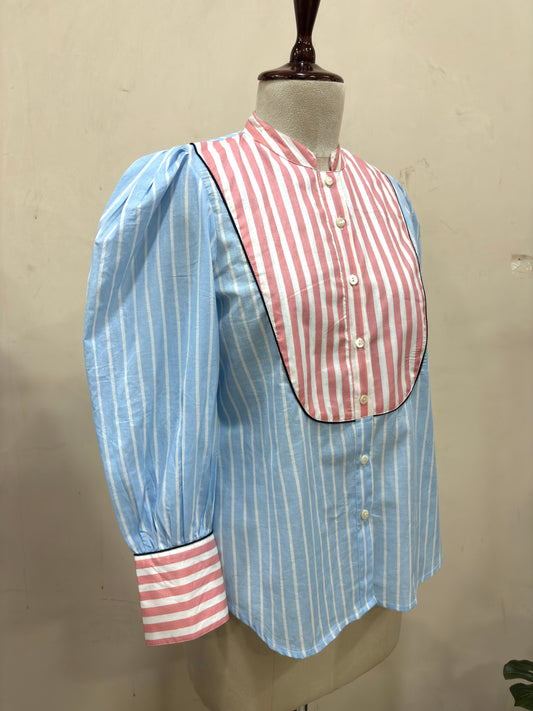 Sky Blue & Pink Striped Shirt