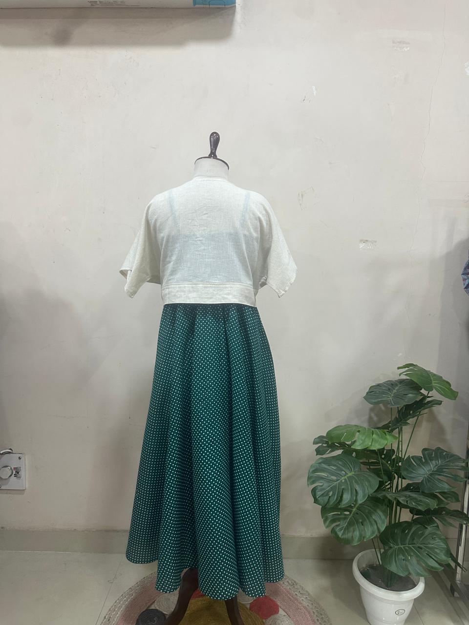 Forest Green Polka Skirt Top Set
