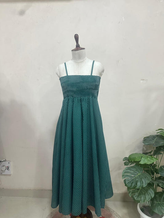 Forest Green Polka Skirt Top Set