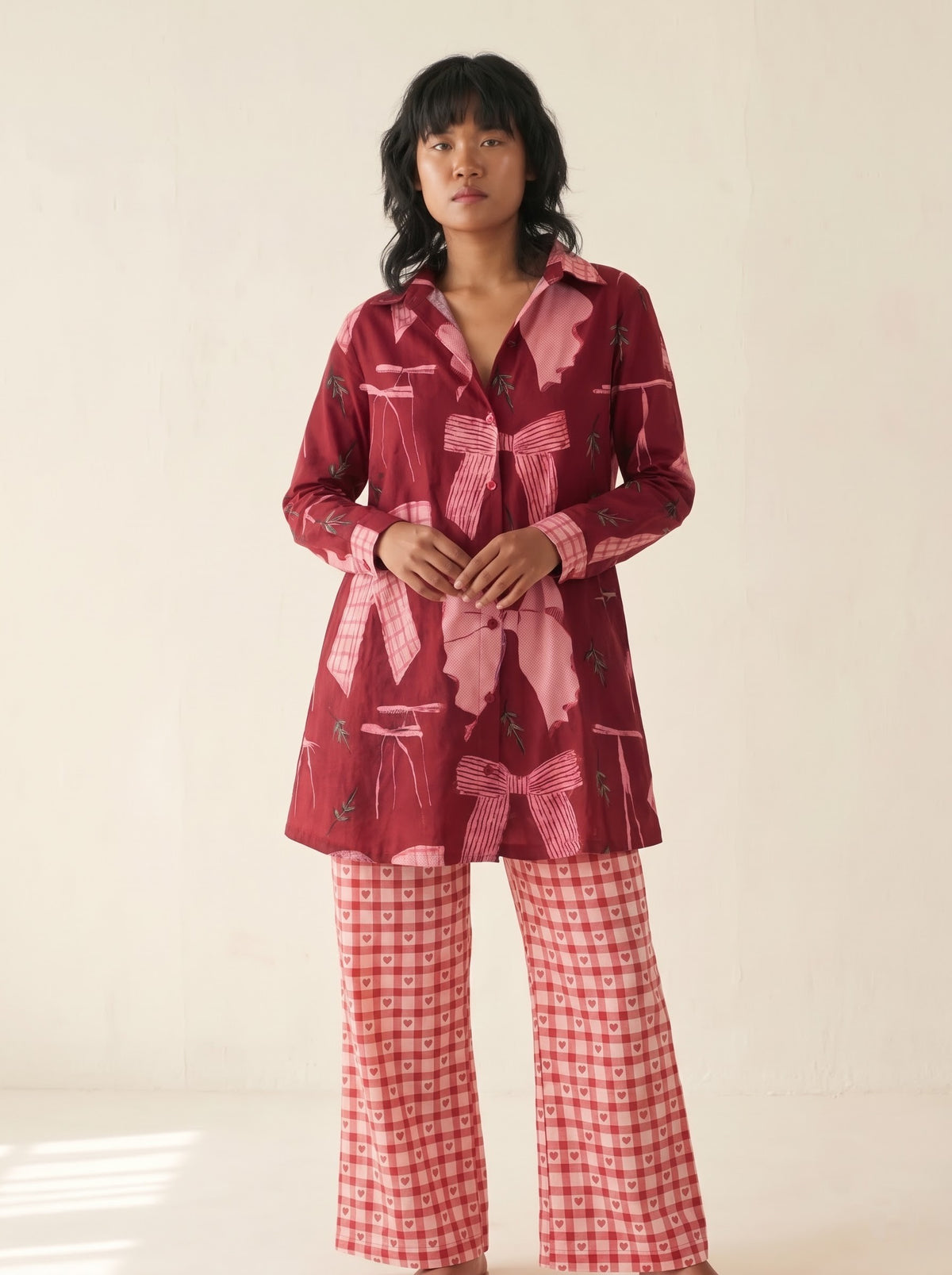 Cherry Bow Cotton Co-ord Set