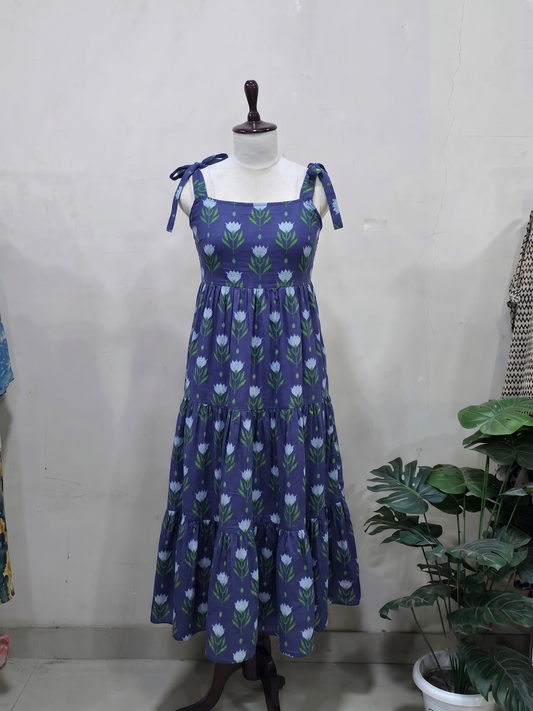 Indigo Tie-Shoulder Maxi Dress