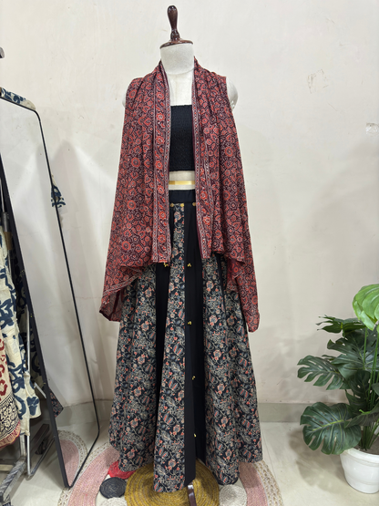 Taara Ajrakh Lehenga Set with Shrug