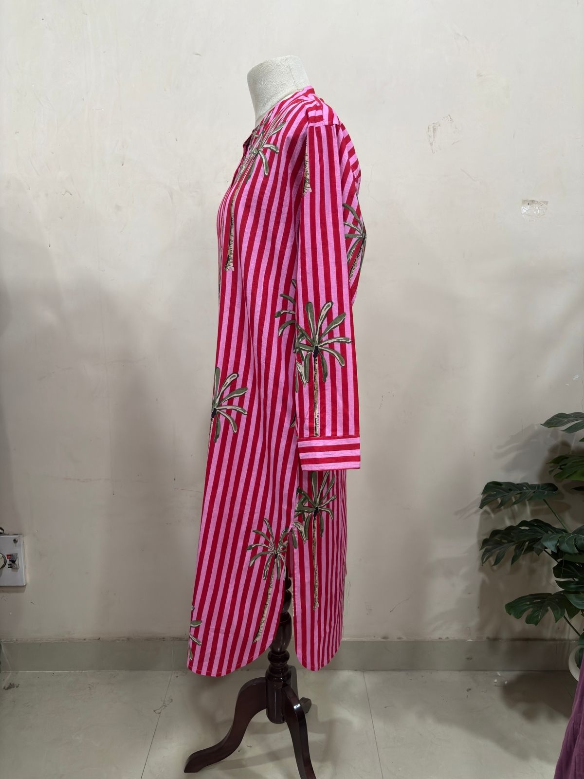 Striped Palm Print Maxi Dress