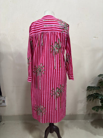 Striped Palm Print Maxi Dress