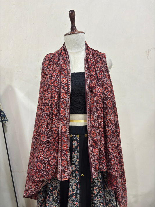 Taara Ajrakh Lehenga Set with Shrug