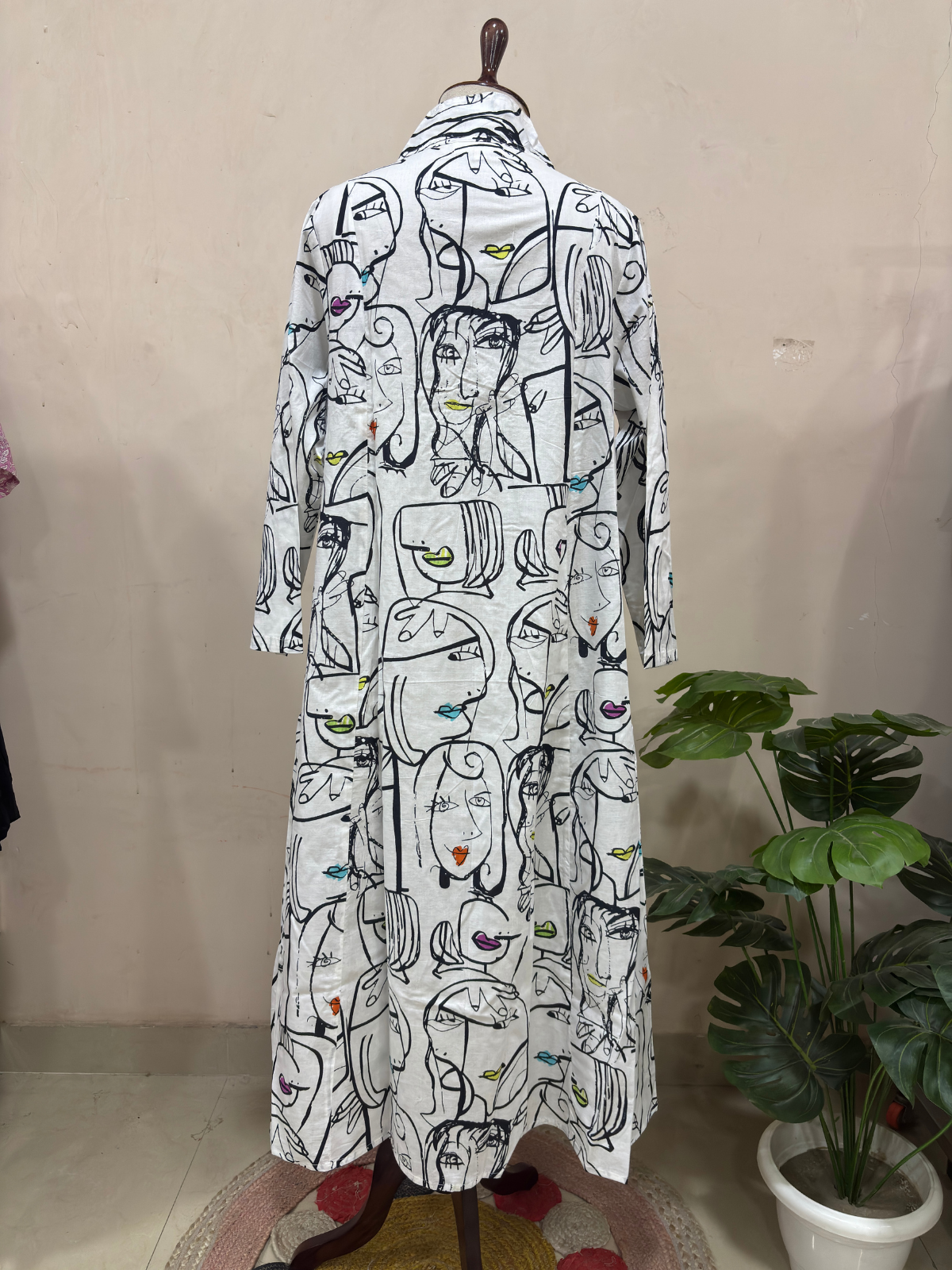 Ivory Abstract Print Maxi Dress