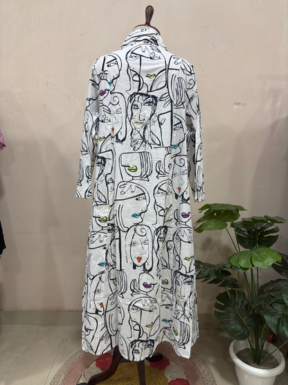 Ivory Abstract Print Maxi Dress
