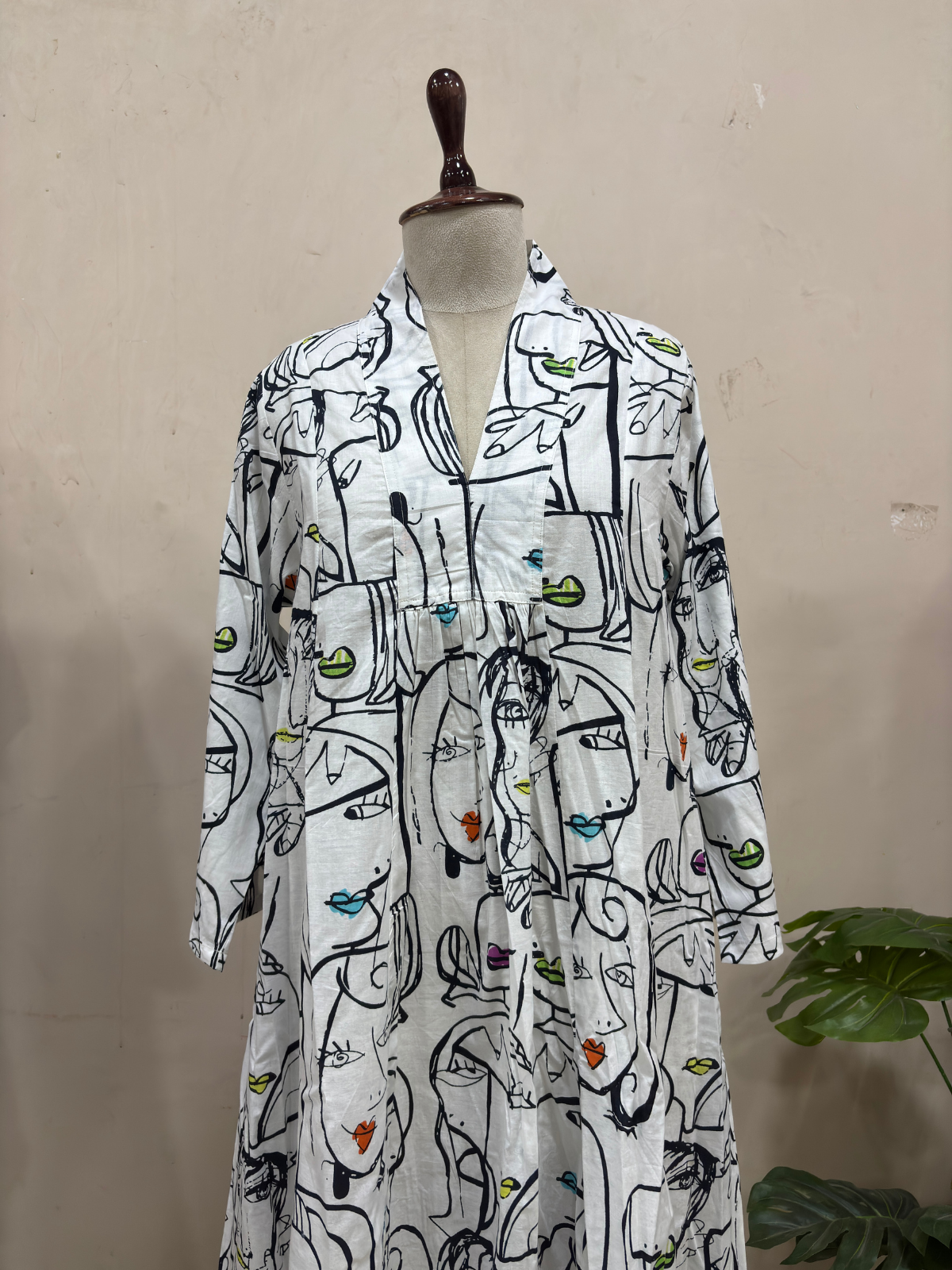Ivory Abstract Print Maxi Dress