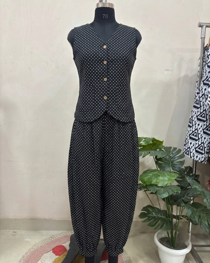 Black Polka Dot Balloon Pant Set