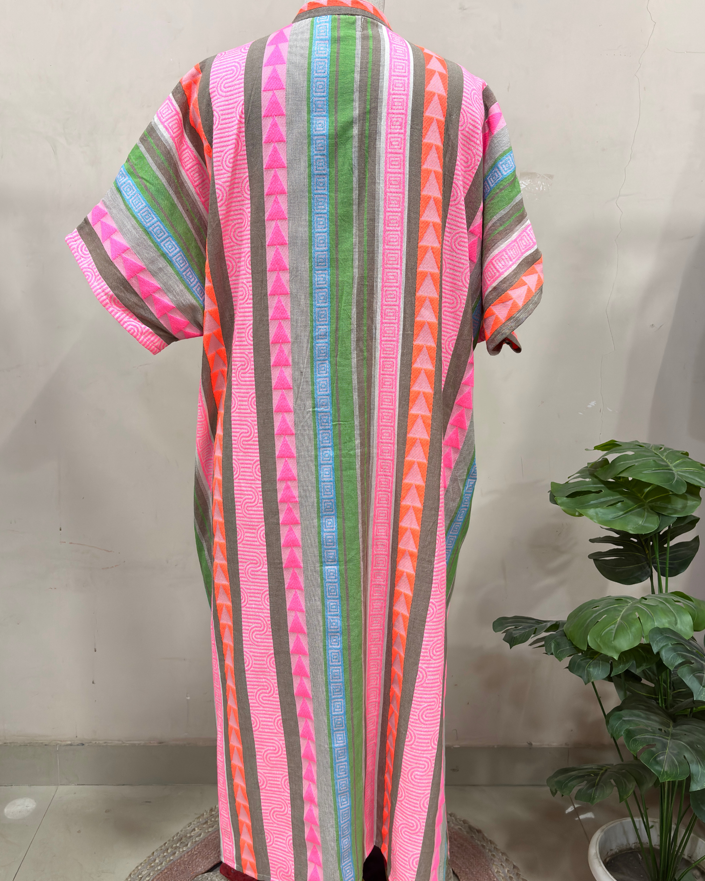 Multicolor Striped Kaftan Dress