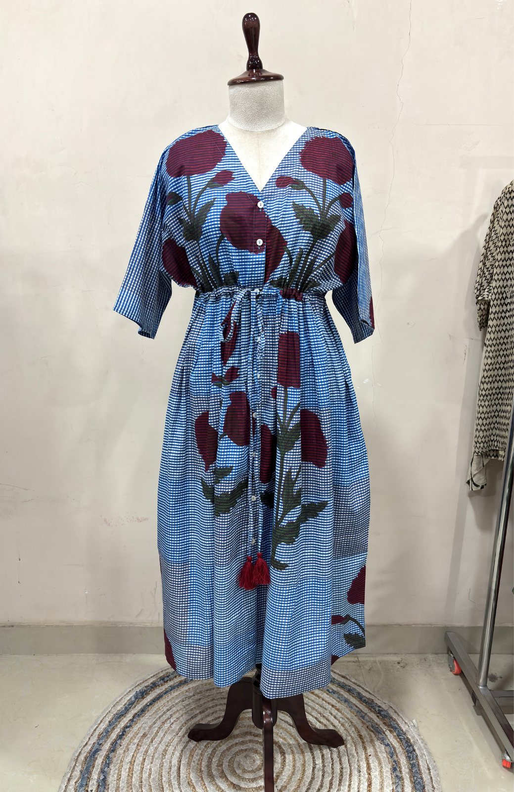 Indigo Bloom Kaftan Dress