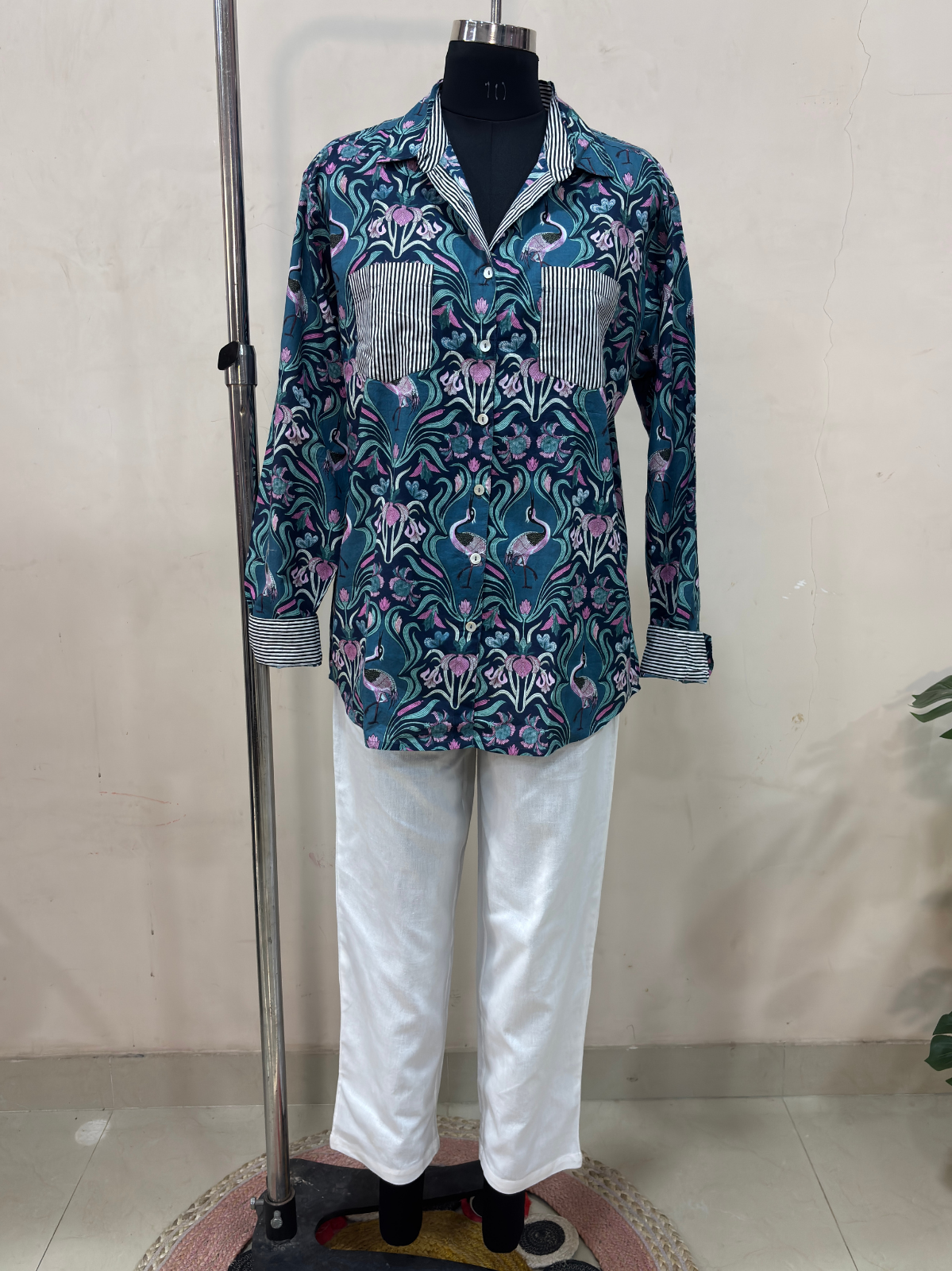 Teal Bird & Floral Print Co-ord Set