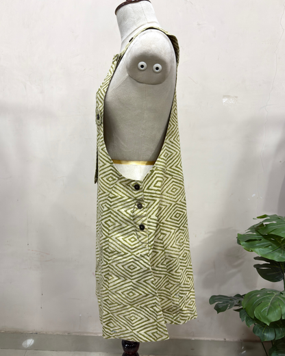 Olive Green Geometric Printed Dress