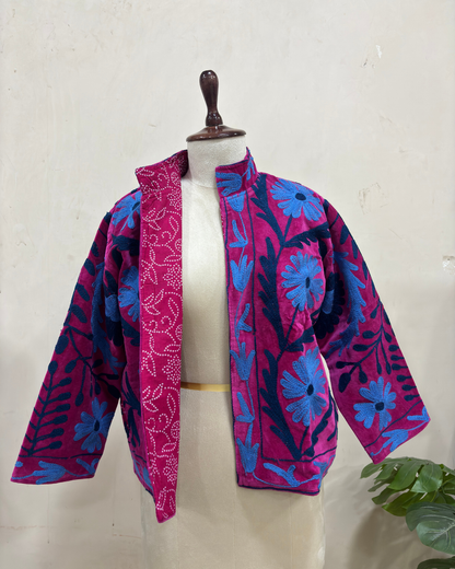 Fuchsia Bloom Embroidered Jacket