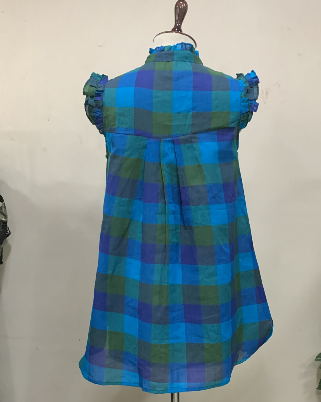 Ocean Tartan Ruffle Tunic Dress