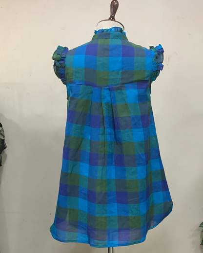 Ocean Tartan Ruffle Tunic Dress