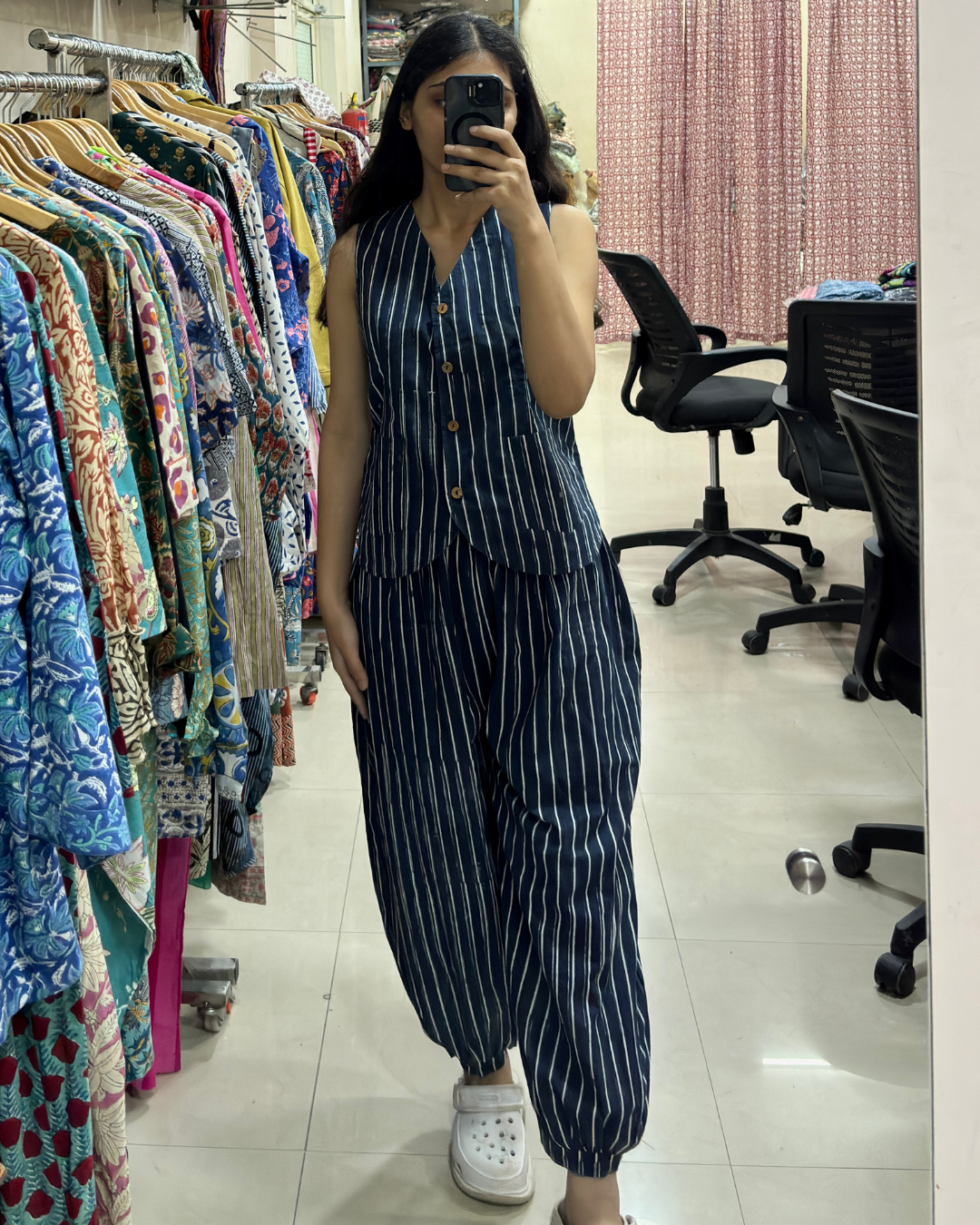 Indigo Stripe Balloon Co-ord set