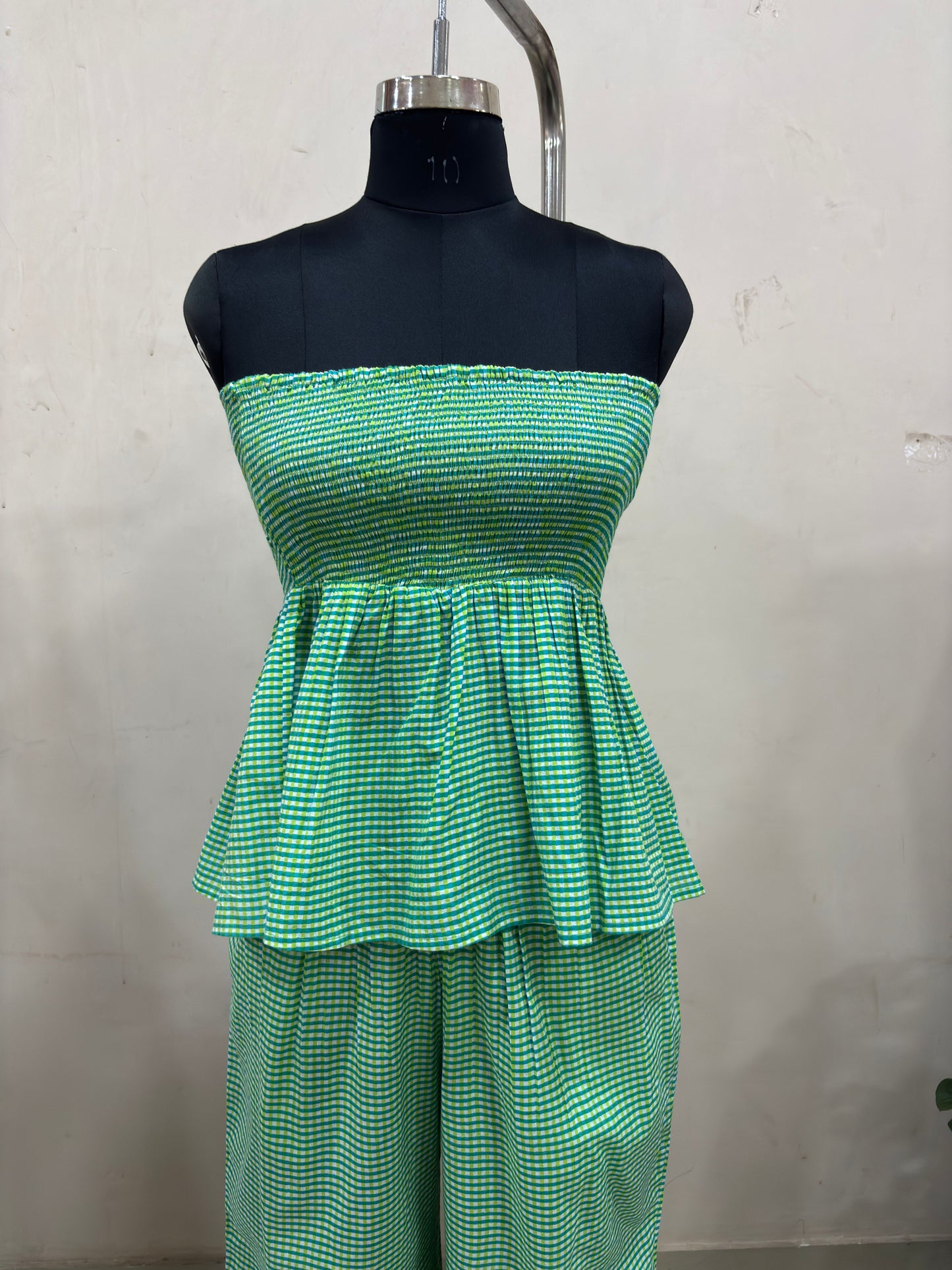 Green Gingham Strapless Co-ord Set