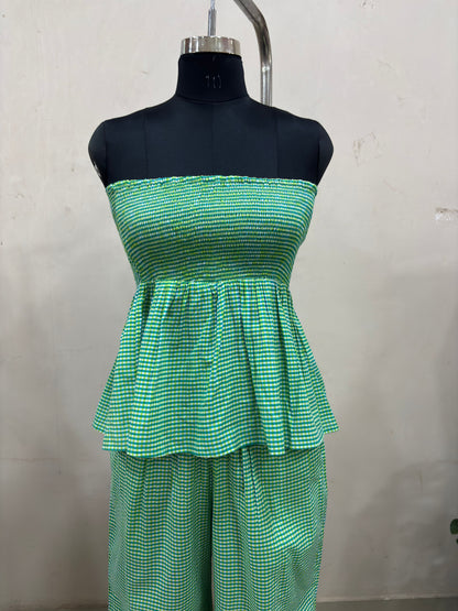 Green Gingham Strapless Co-ord Set
