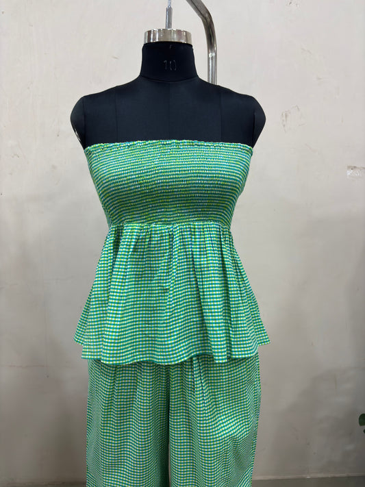 Green Gingham Strapless Co-ord Set