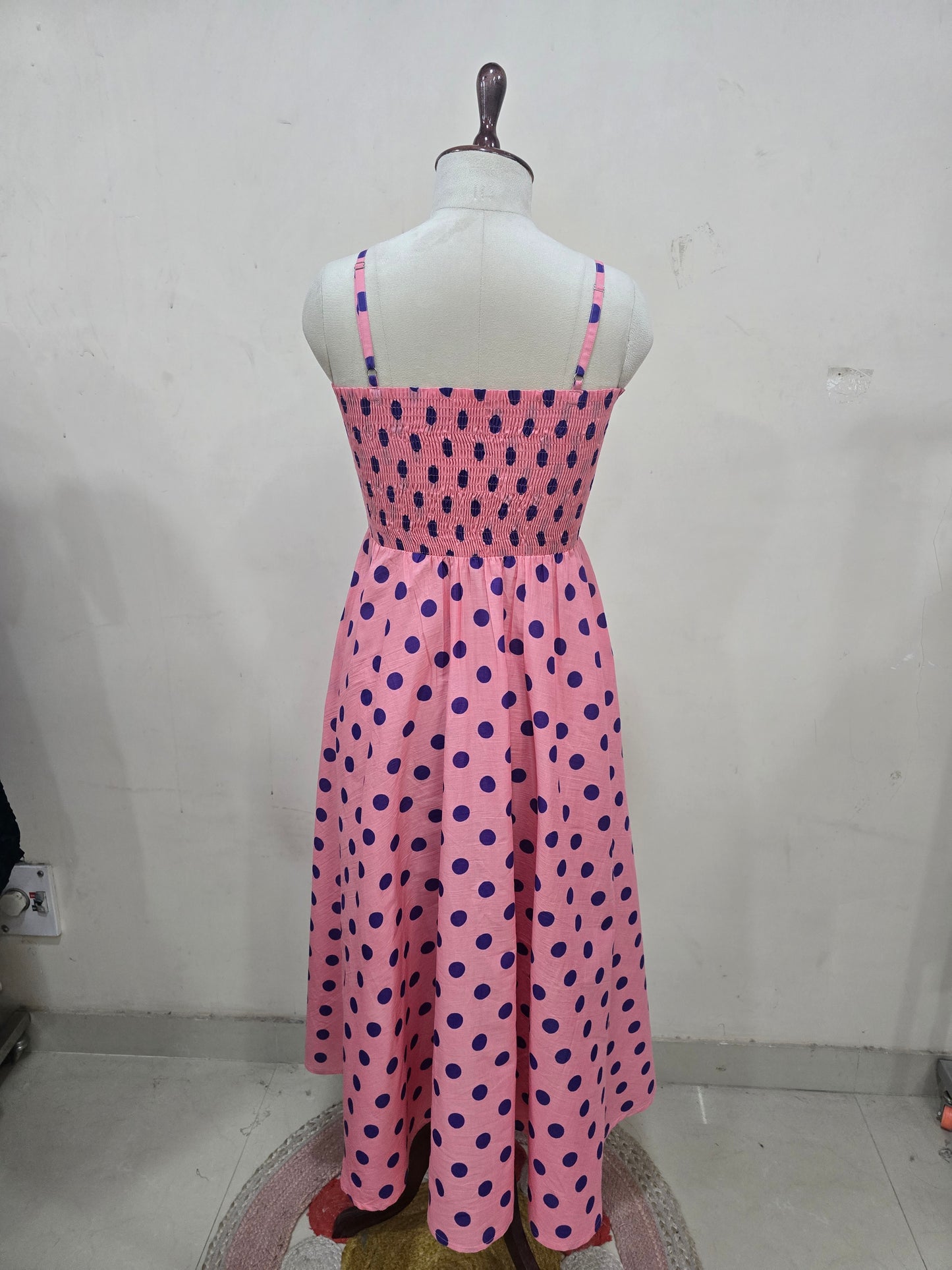 Navy Pink Polka Skirt Top Set
