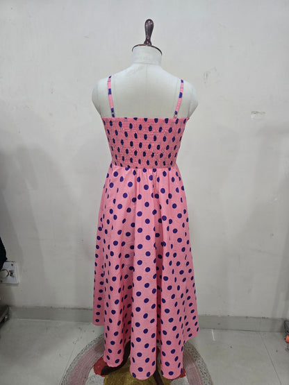 Navy Pink Polka Skirt Top Set