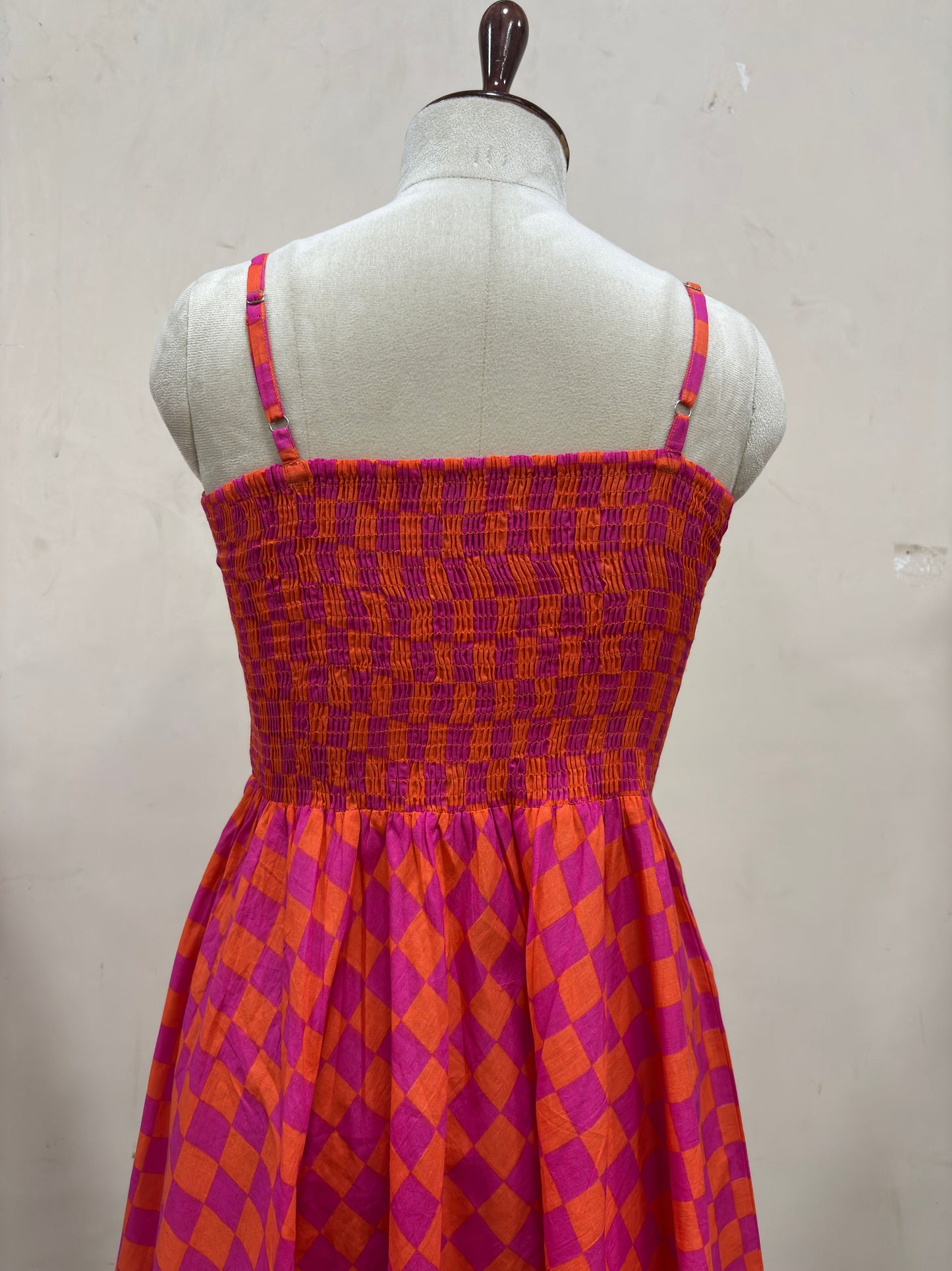 Sunset Checkered Midi Dress