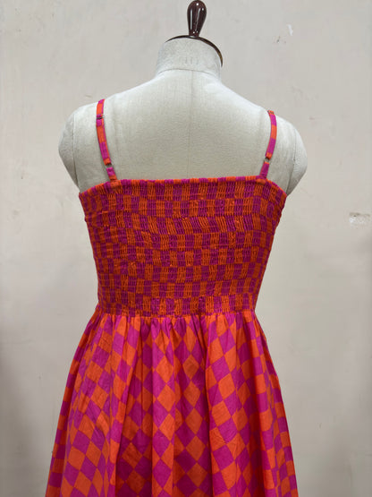 Sunset Checkered Midi Dress