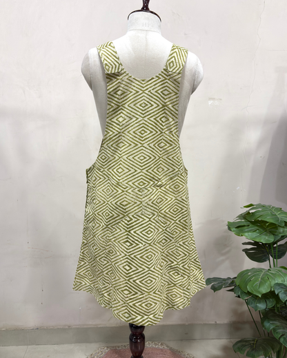 Olive Green Geometric Printed Dress