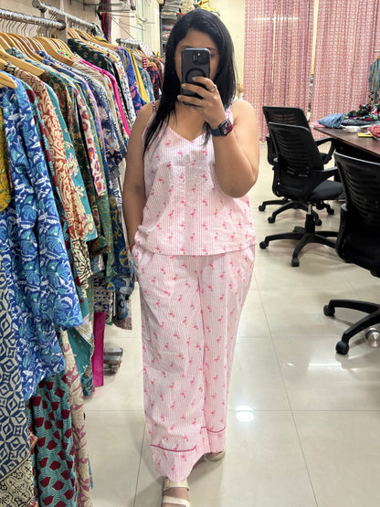 Pink Flamingo Striped Loungewear Set