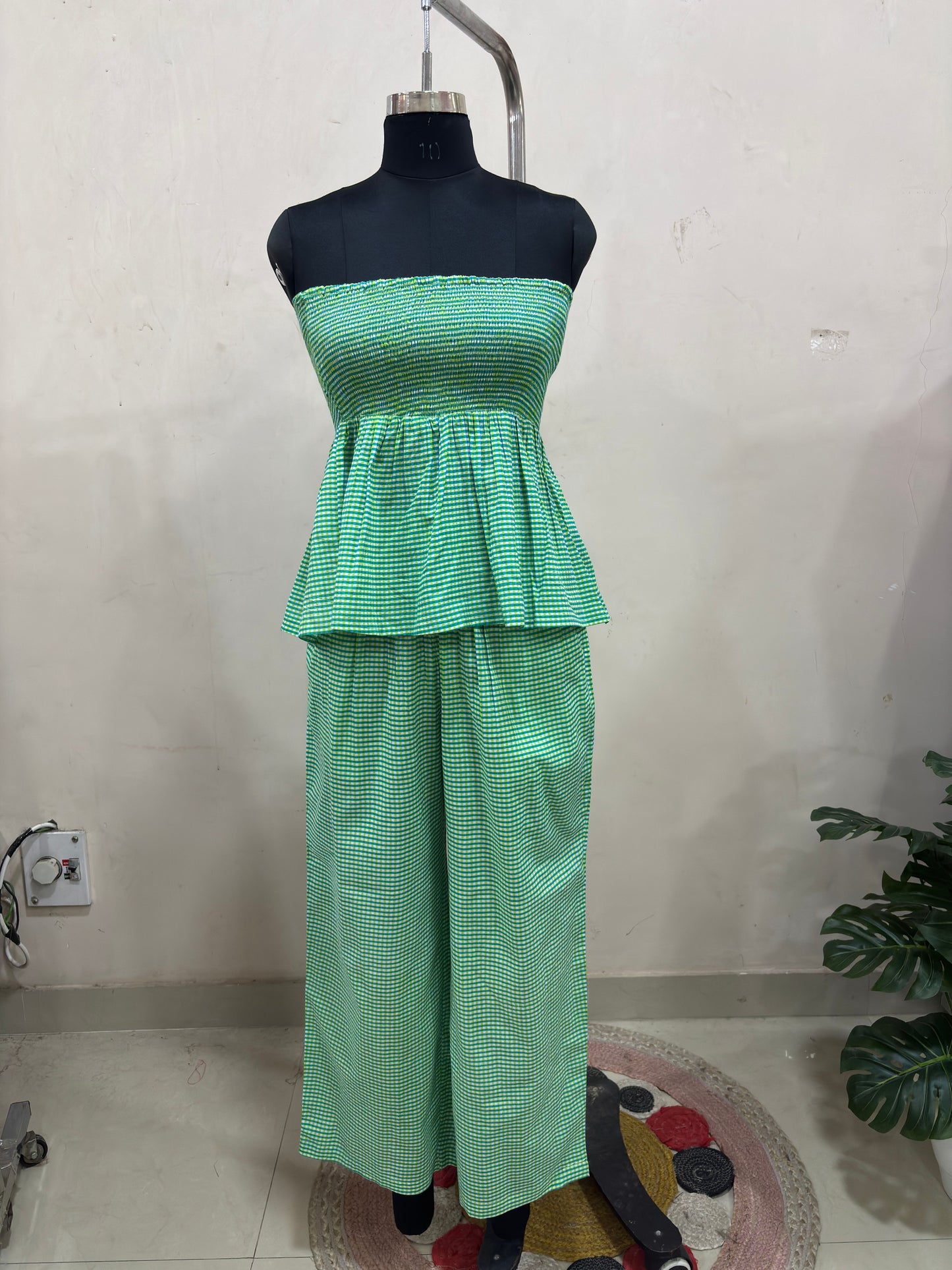 Green Gingham Strapless Co-ord Set