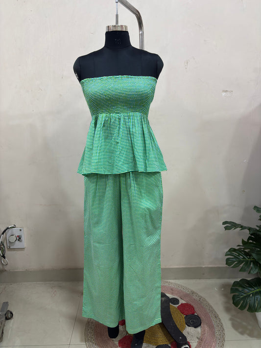Green Gingham Strapless Co-ord Set