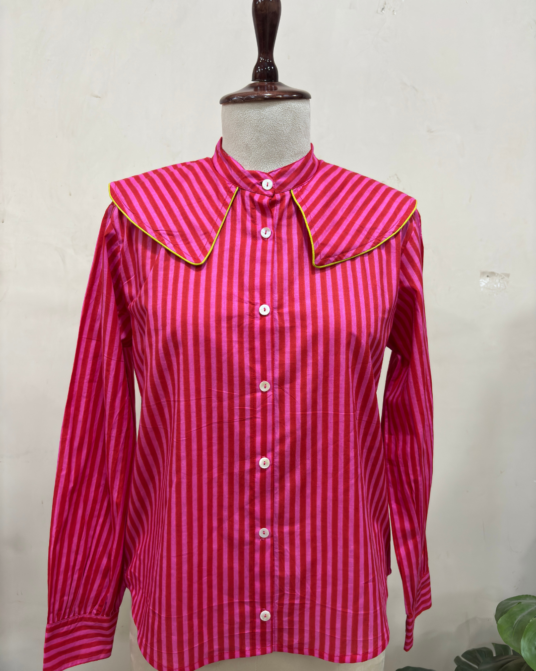 Candy Stripe Statement Collar Shirt